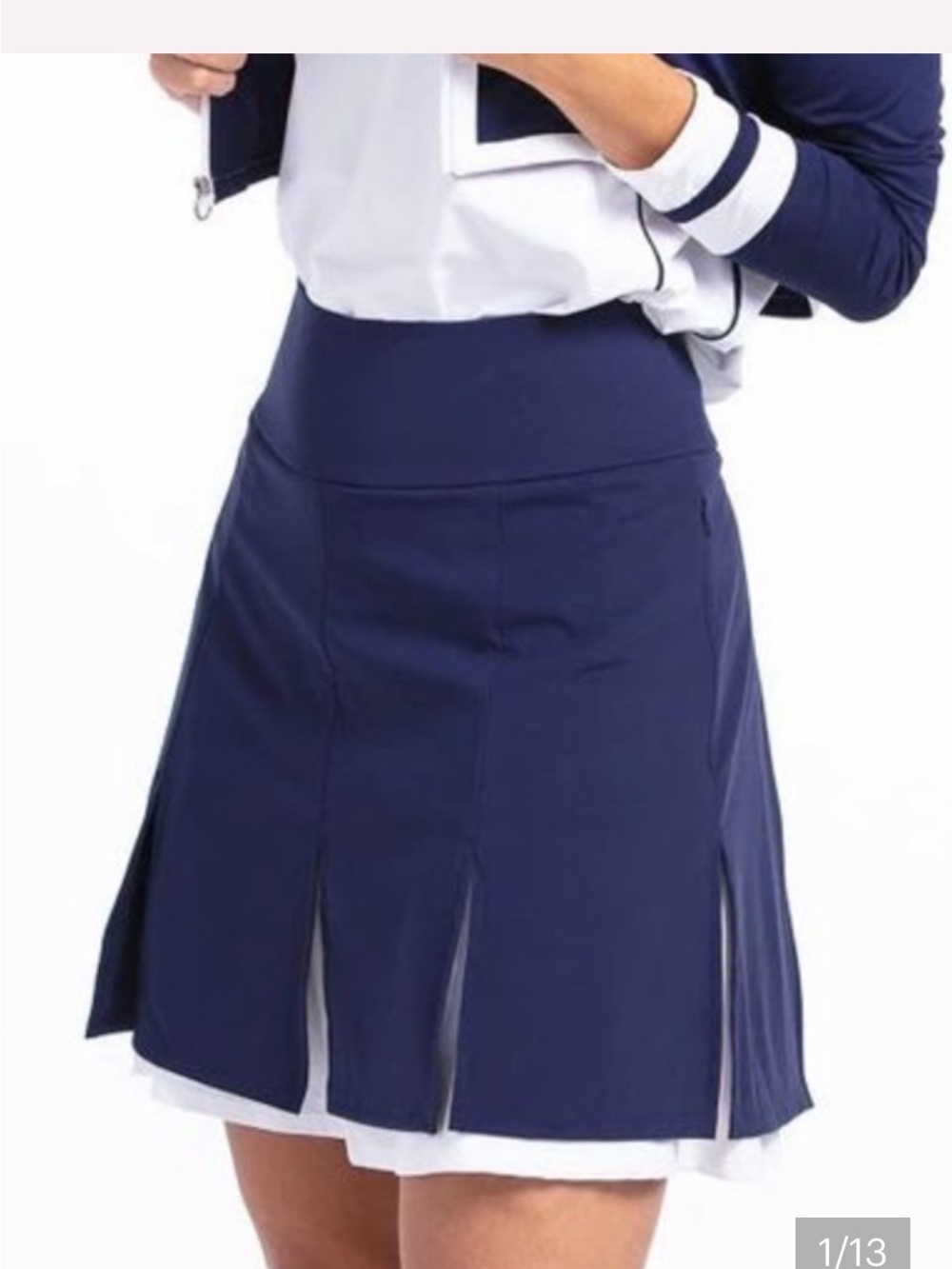 Kinona Navy Athletic Pleated Mini Skirt with White Underlayer